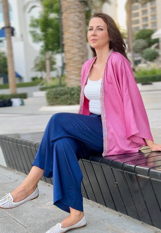 KIMONO PINK WITH TRIM