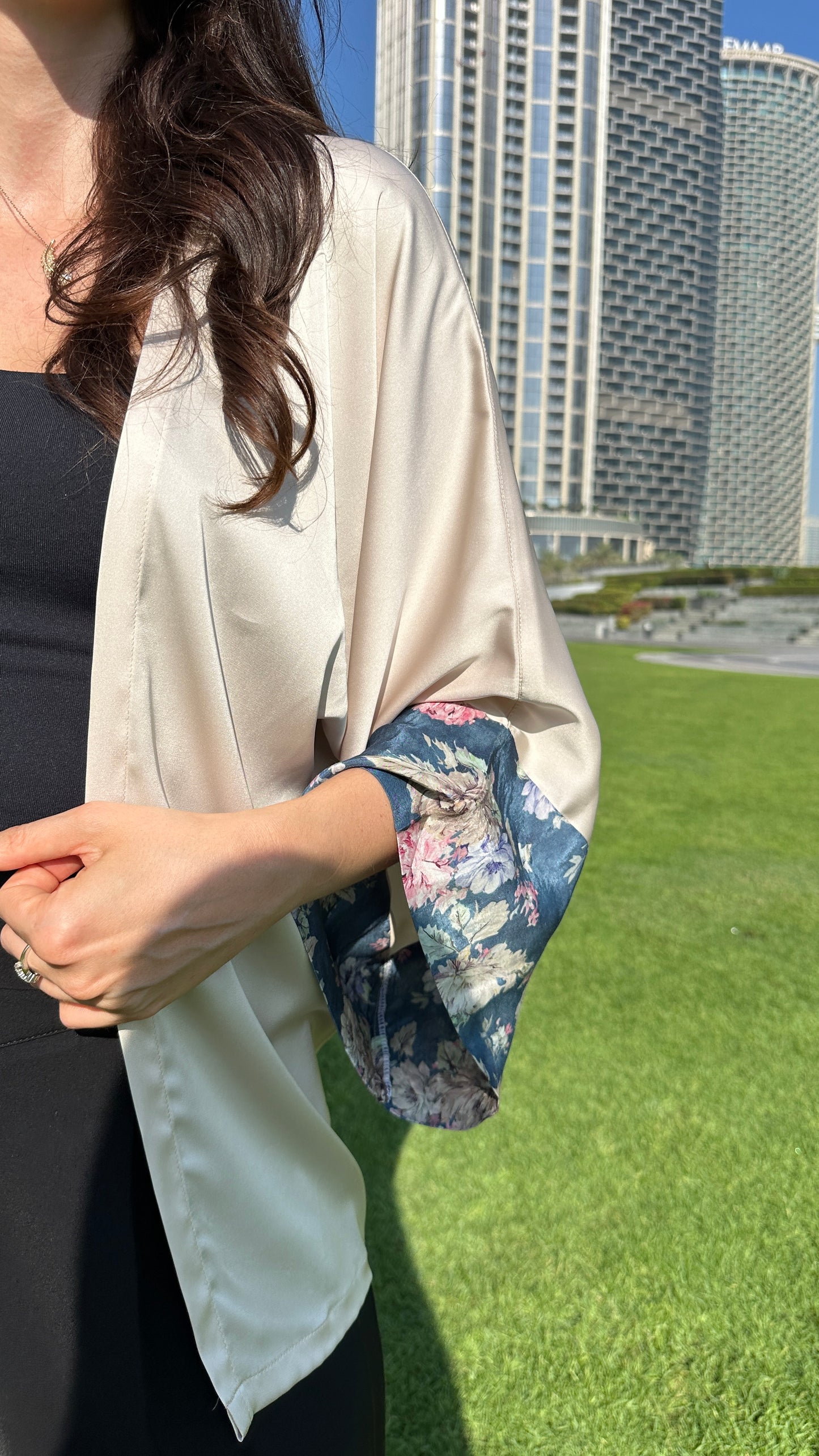 KIMONO BEIGE VIOLET BLUE SLEEVES