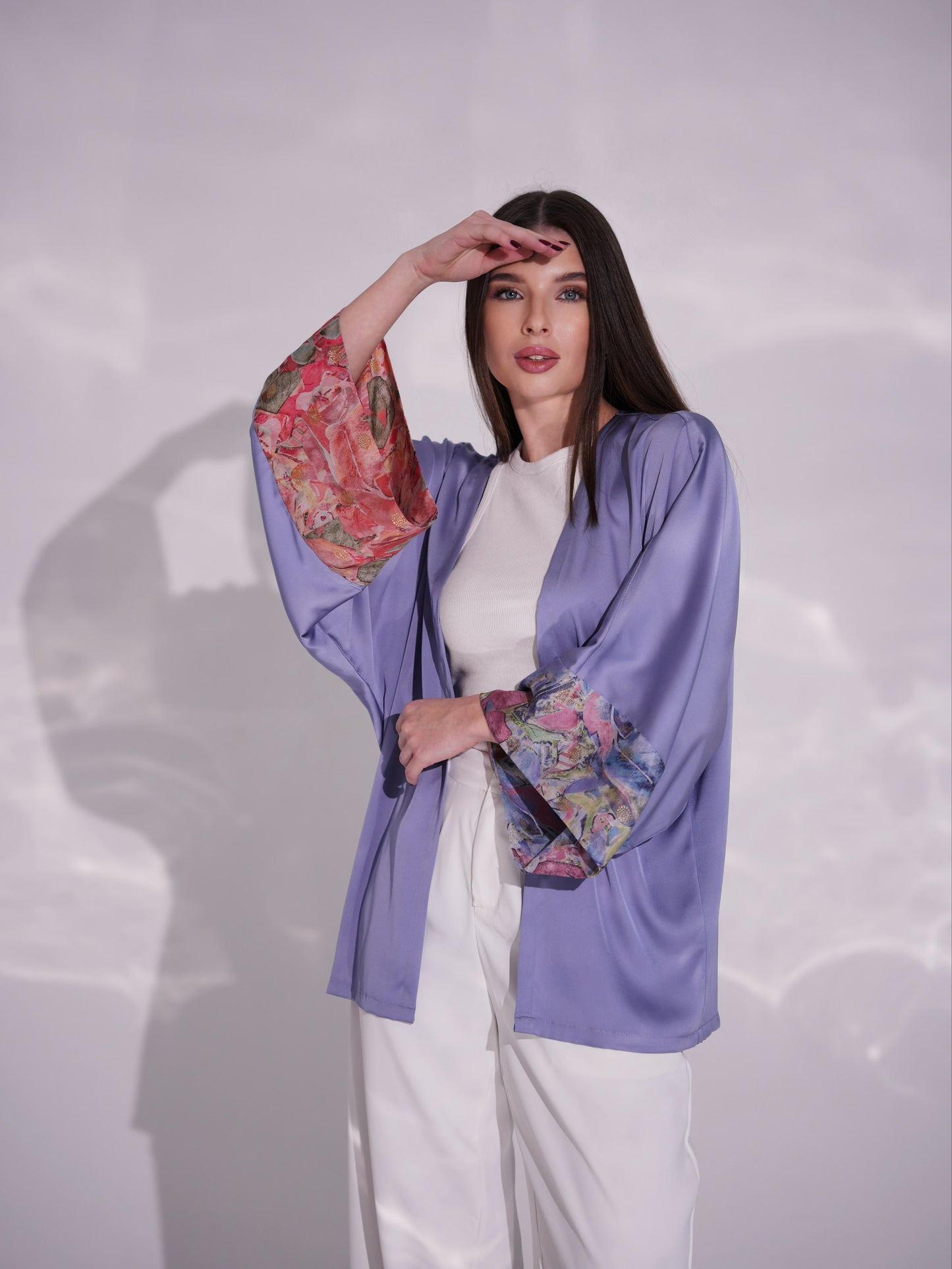 KIMONO PASTEL VIOLET RED VIOLET SLEEVES