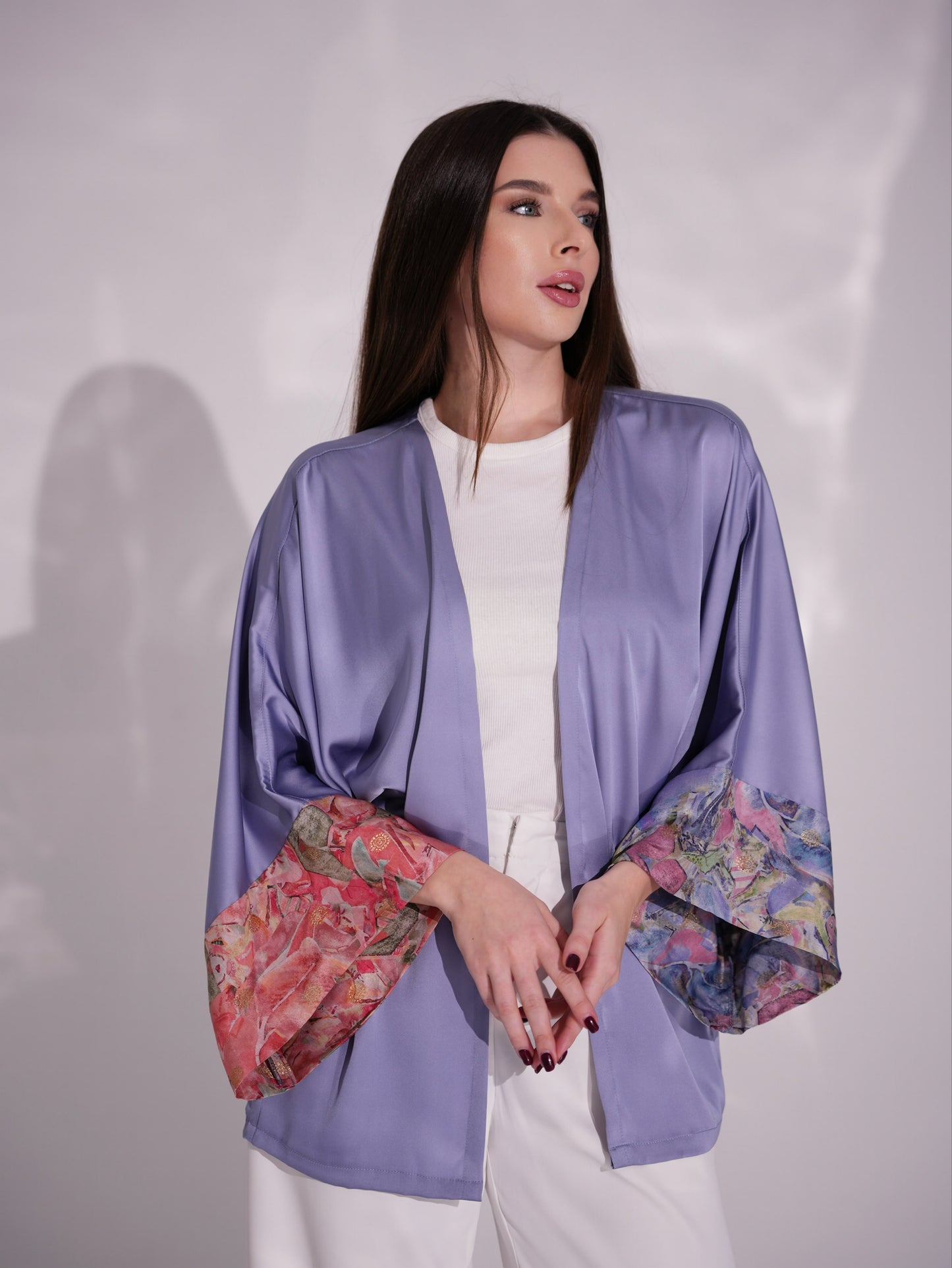 KIMONO PASTEL VIOLET RED VIOLET SLEEVES