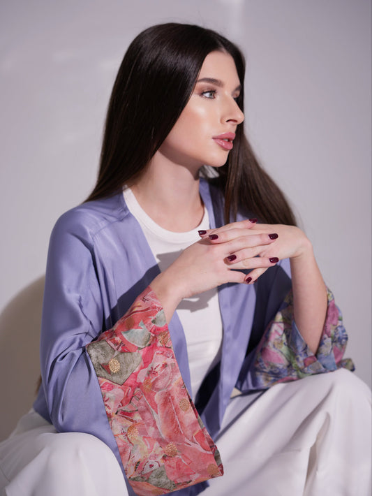 KIMONO PASTEL VIOLET RED VIOLET SLEEVES